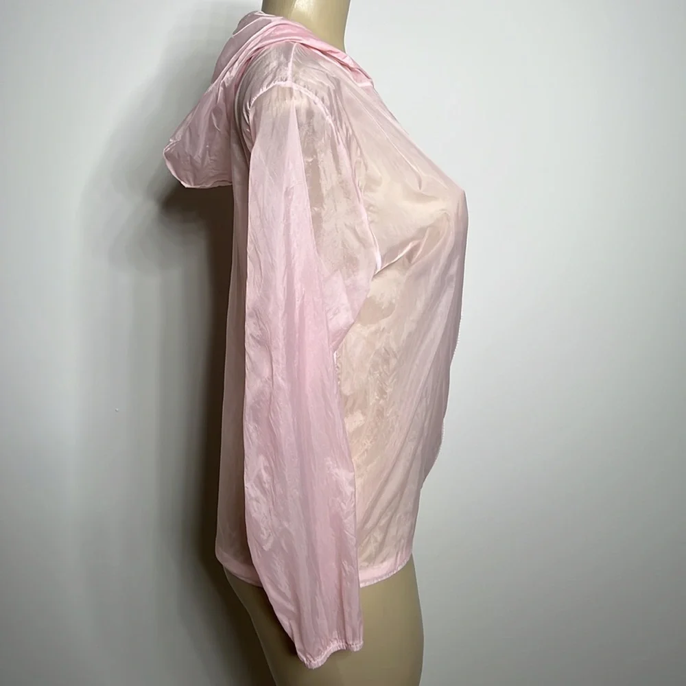 Sheer baby pink medium jacket with hood - Picture 3 of 4